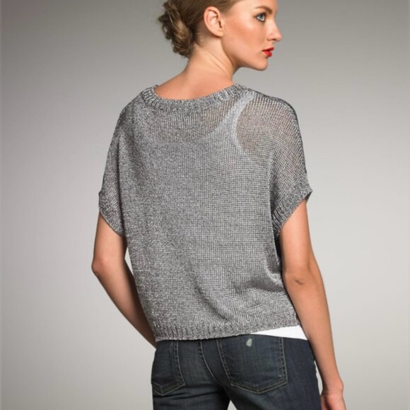 NWOT! VINCE women’s metallic mesh top - Picture 2 of 7
